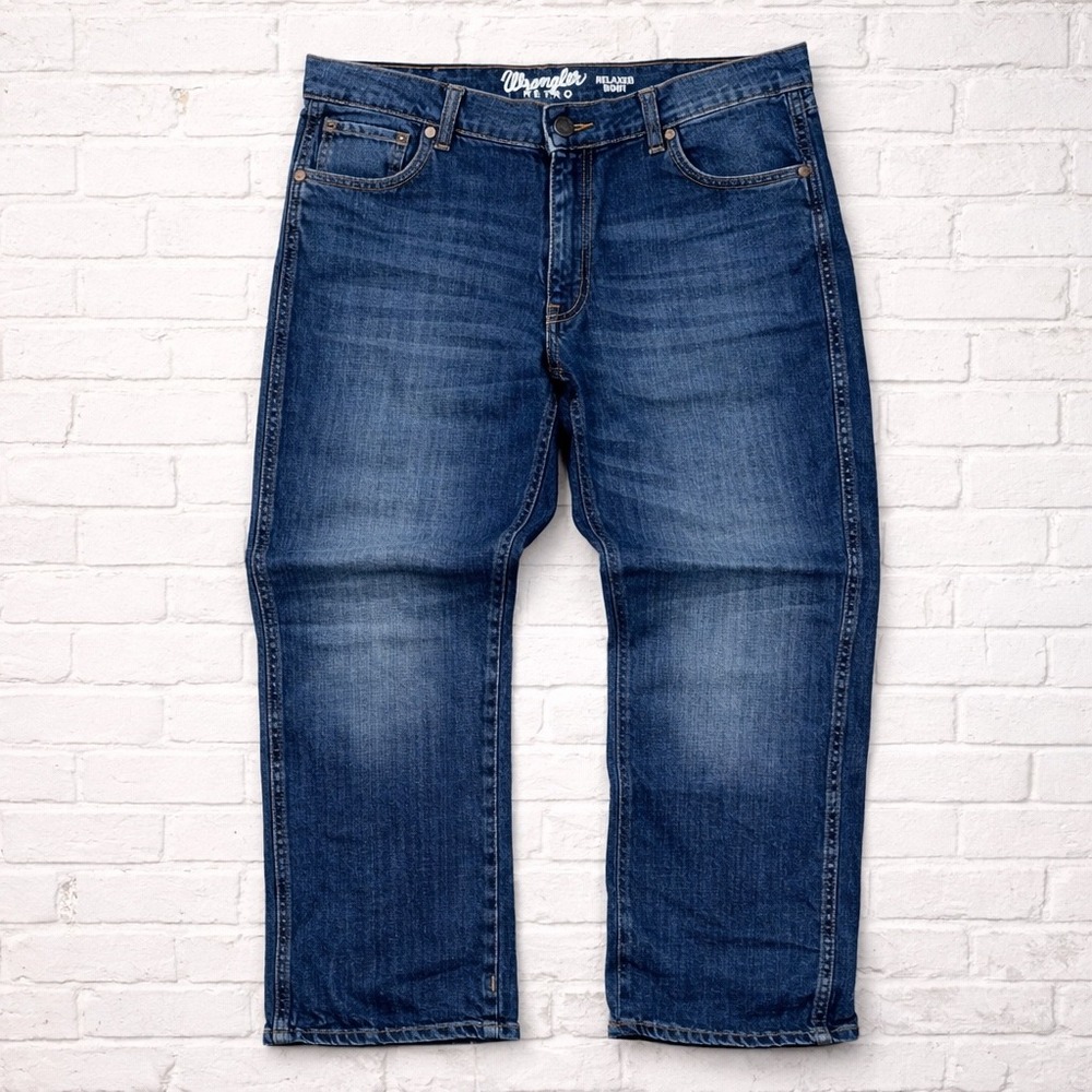 Wrangler Retro Jeans Mens 38x30 Blue Relaxed Bootcut Denim Western Cowboy